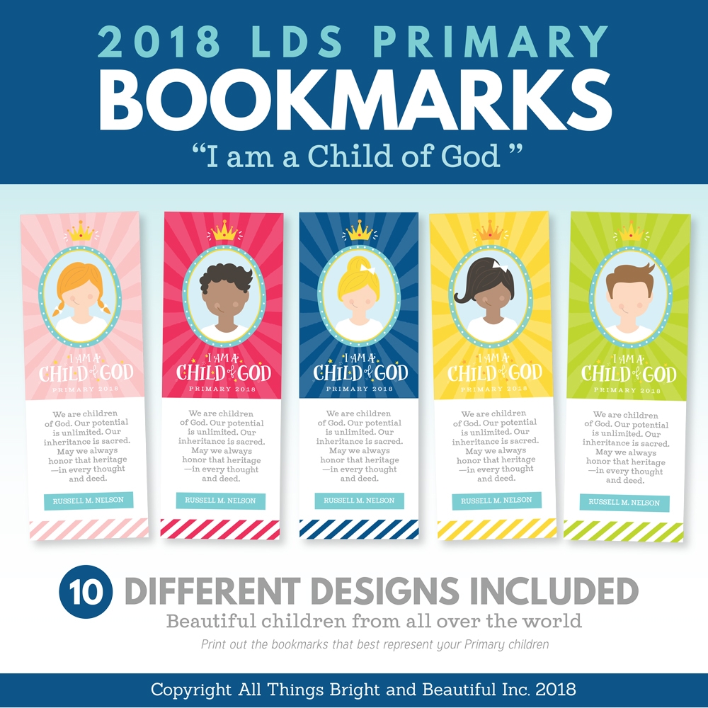 2018 LDS Primary Theme Bookmarks I Am A Child Of God