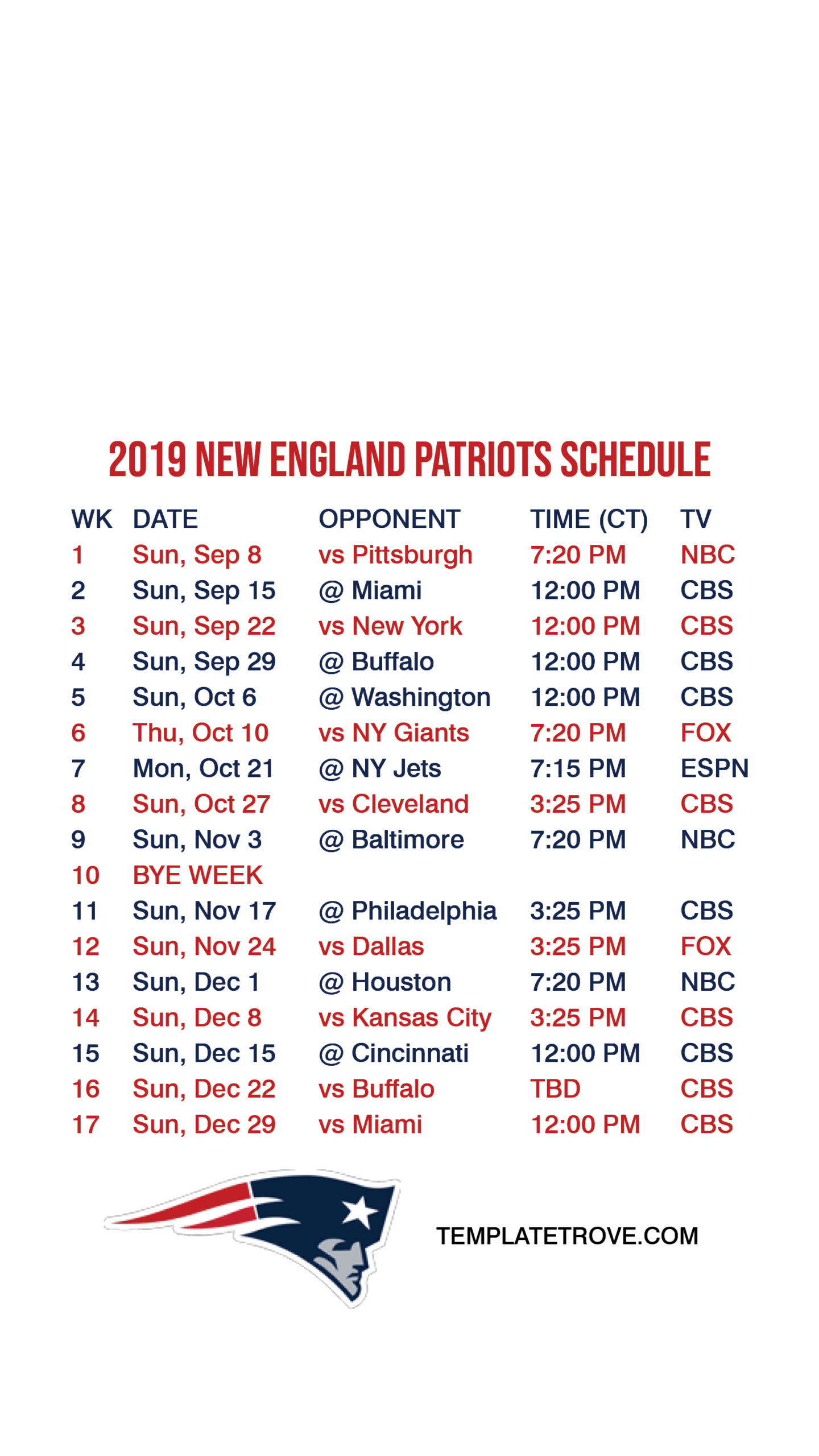 2019 2020 New England Patriots Lock Screen Schedule For IPhone 6 7 