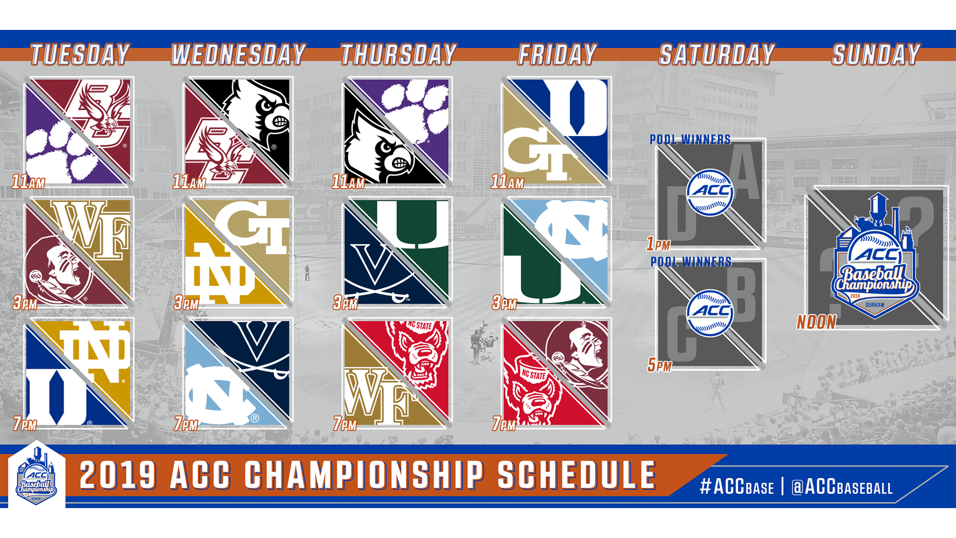2019 ACC Baseball Championship Schedule Announced Atlantic Coast 