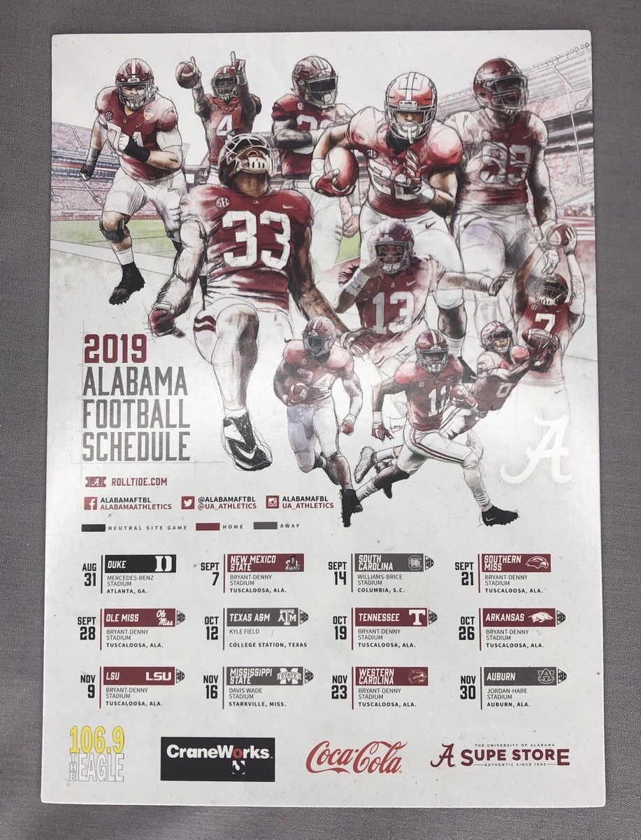2019 Alabama Crimson Tide Football Schedule Magnet Tua Tagovailoa Najee Harris
