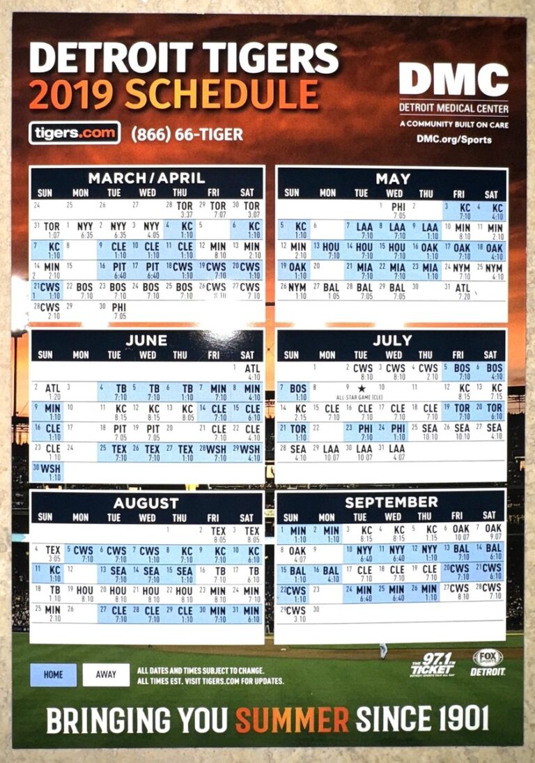 2019 DETROIT TIGERS MAGNET SCHEDULE DETROIT MEDICAL CENTER