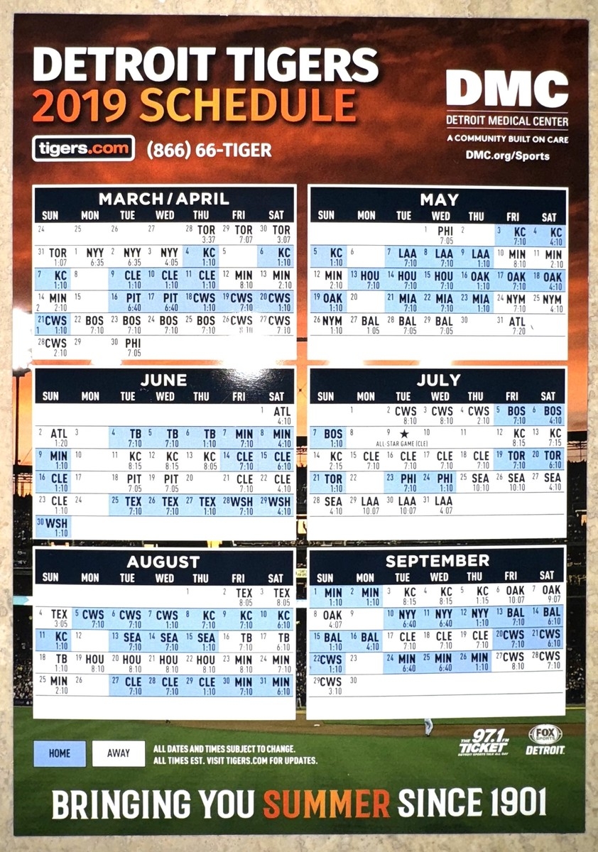 2019 DETROIT TIGERS MAGNET SCHEDULE DETROIT MEDICAL CENTER
