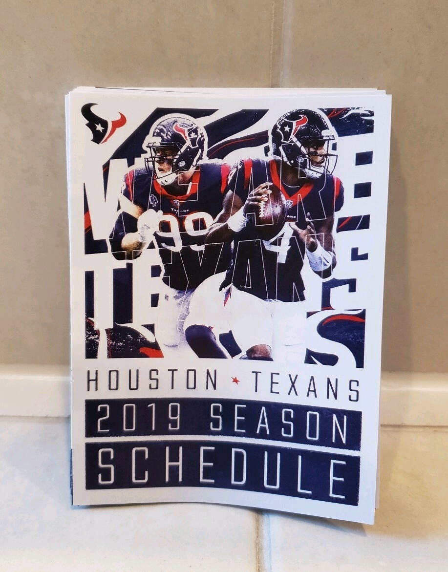 2019 Houston Texans NFL Football Pocket Schedule Free Su0026H Watt Hopkins Watson