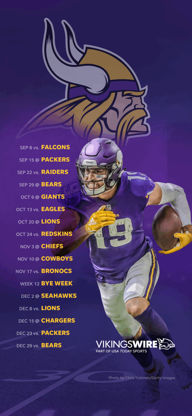 2019 Minnesota Vikings Schedule Downloadable Wallpaper