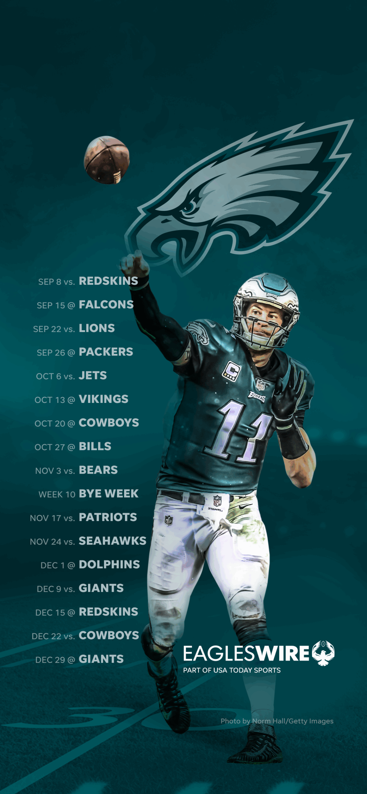 2019 Philadelphia Eagles Schedule Downloadable Wallpaper