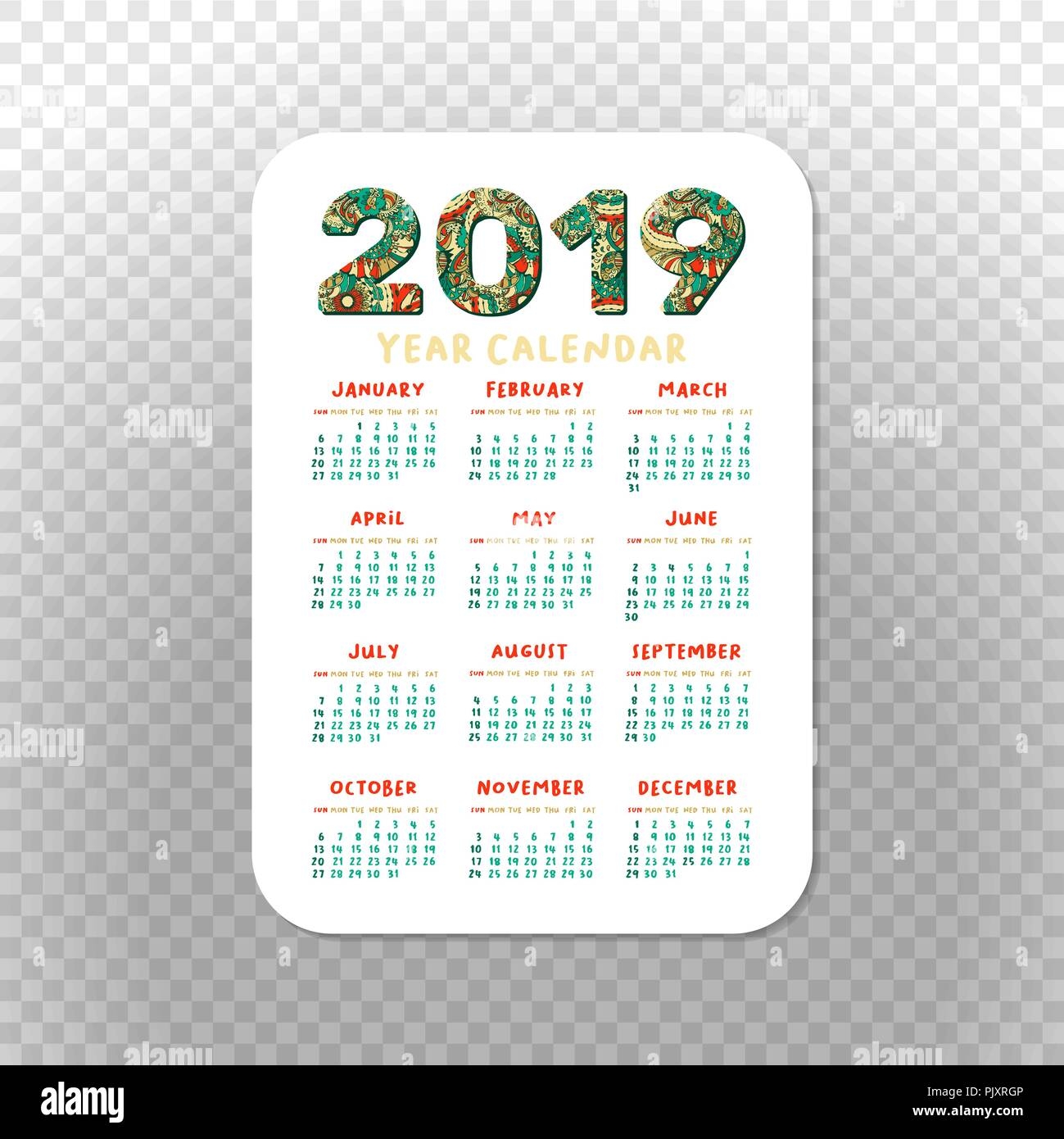 2019 Pocket Calendar Hi res Stock Photography And Images Alamy