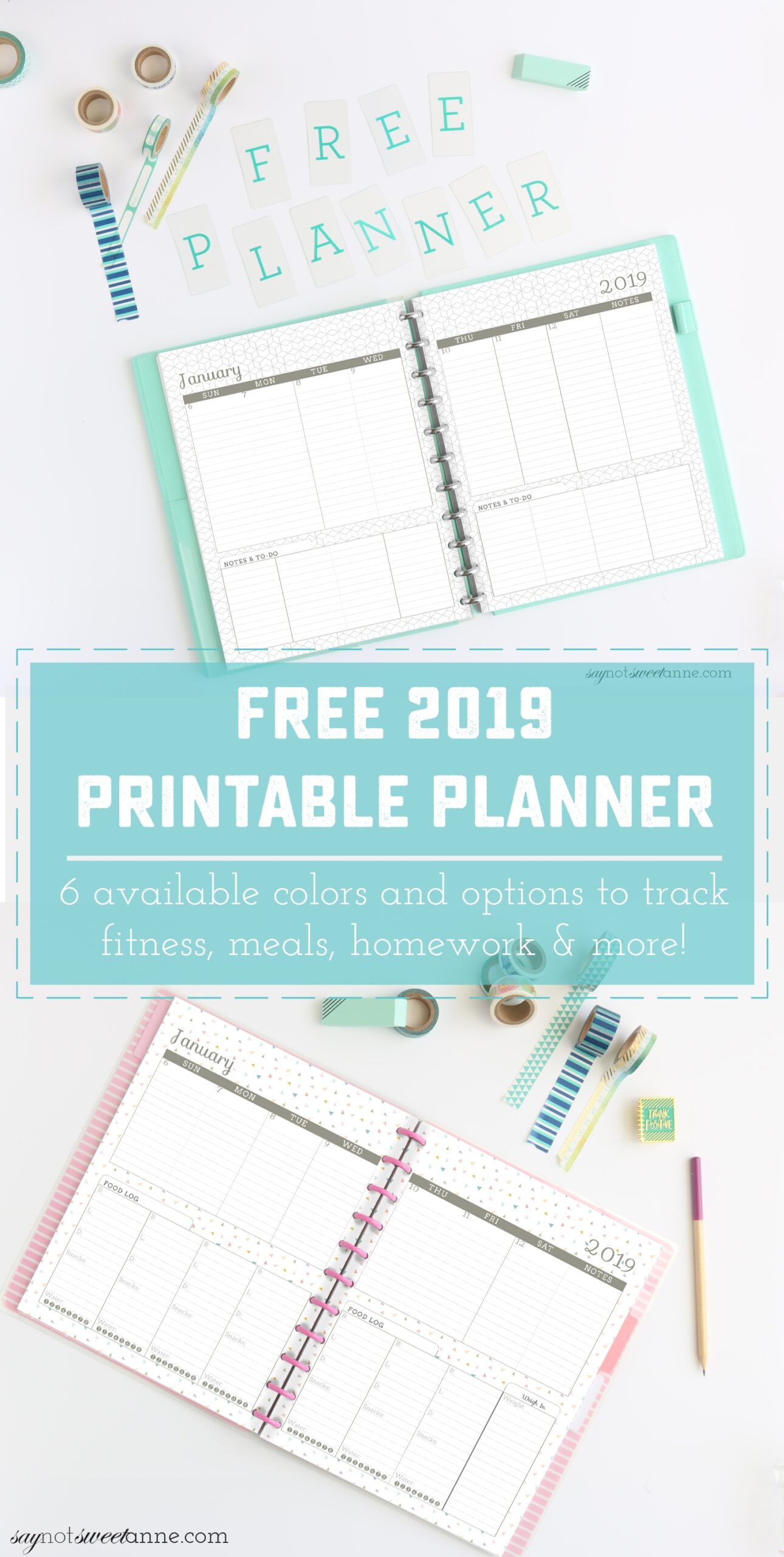 2019 Printable Planners Sweet Anne Designs