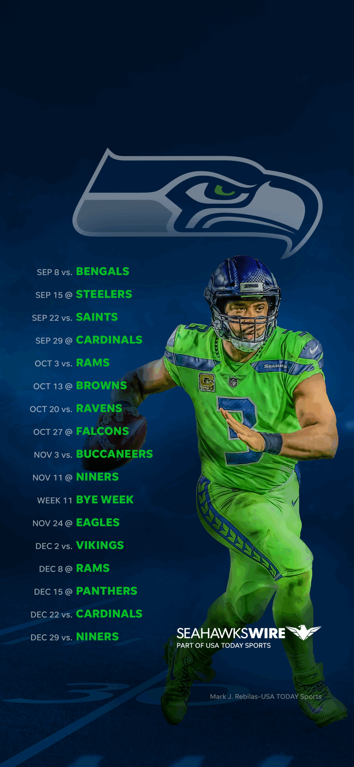 2019 Seattle Seahawks Schedule Downloadable Wallpaper
