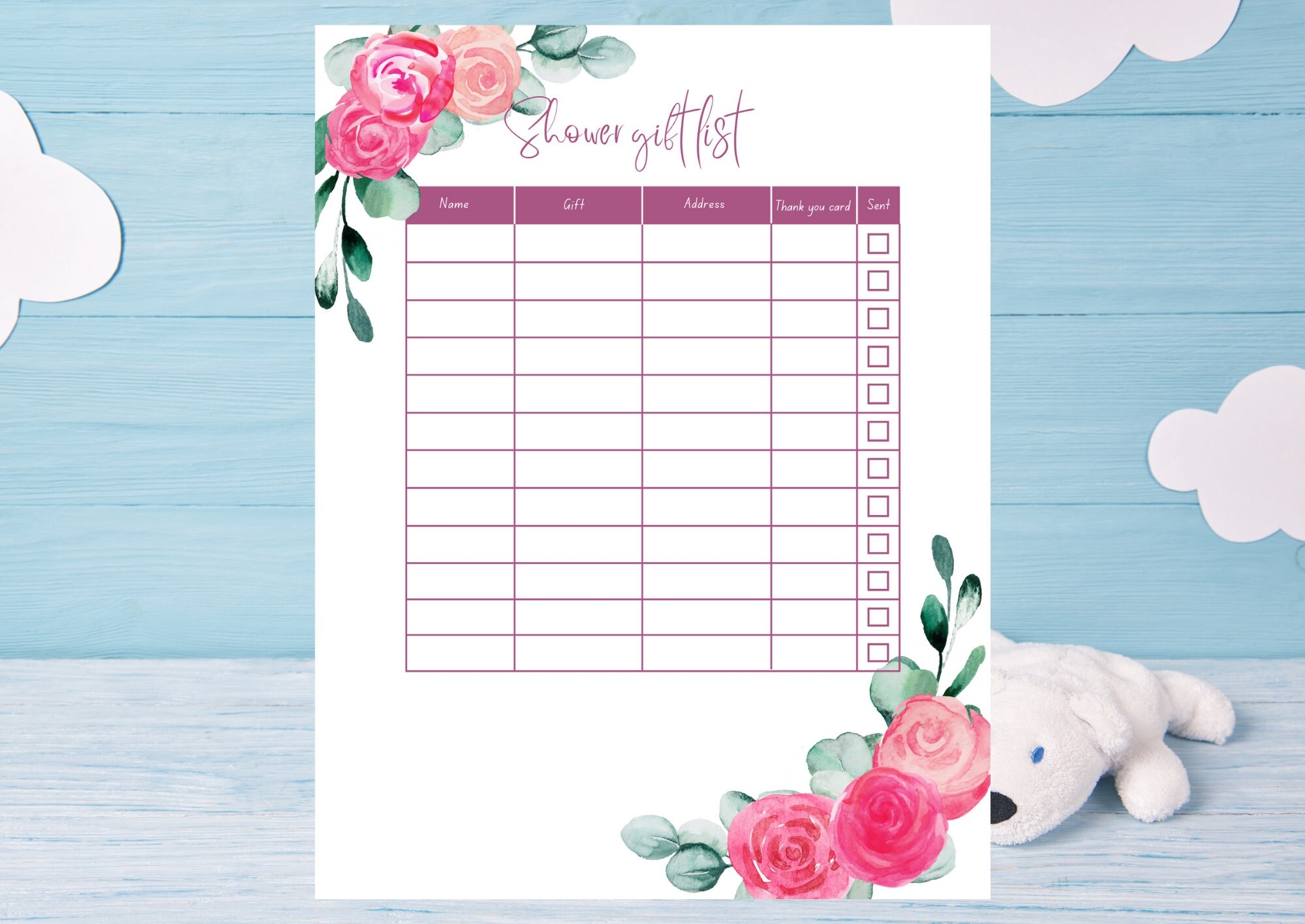 2022 Ultimate Baby Shower Thank You Gift List Printable Baby 