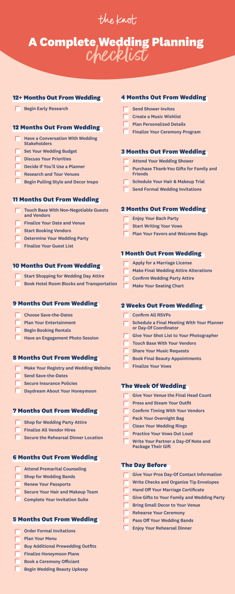2024 Wedding Planning Checklist With Printable Timeline U0026 To Do List Worksheets Library