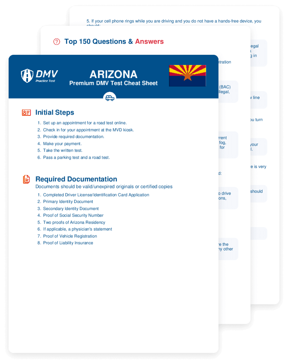 2025 Arizona DMV Test Cheat Sheet 99 Pass Rate 