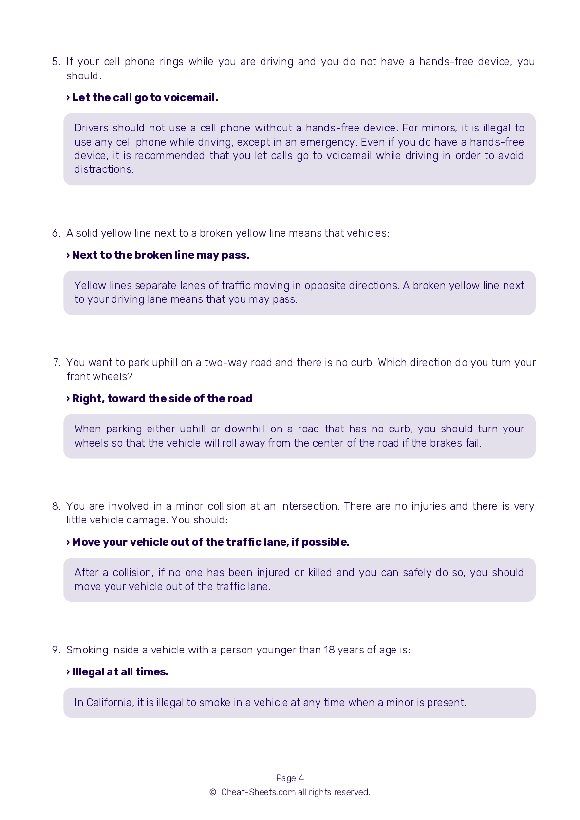 2025 California DMV Permit Test Cheat Sheet 99 Pass Rate 