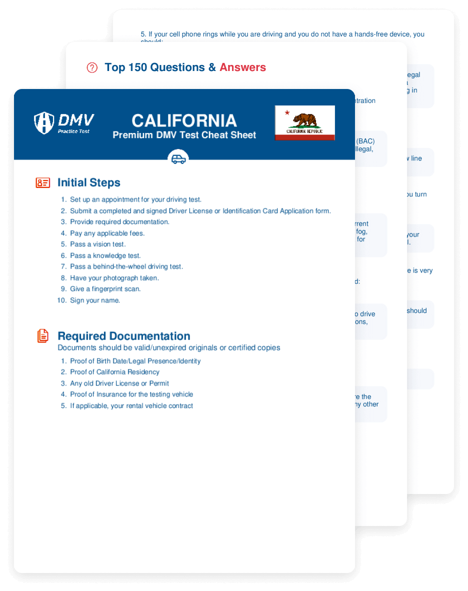 2025 California DMV Test Cheat Sheet 99 Pass Rate 
