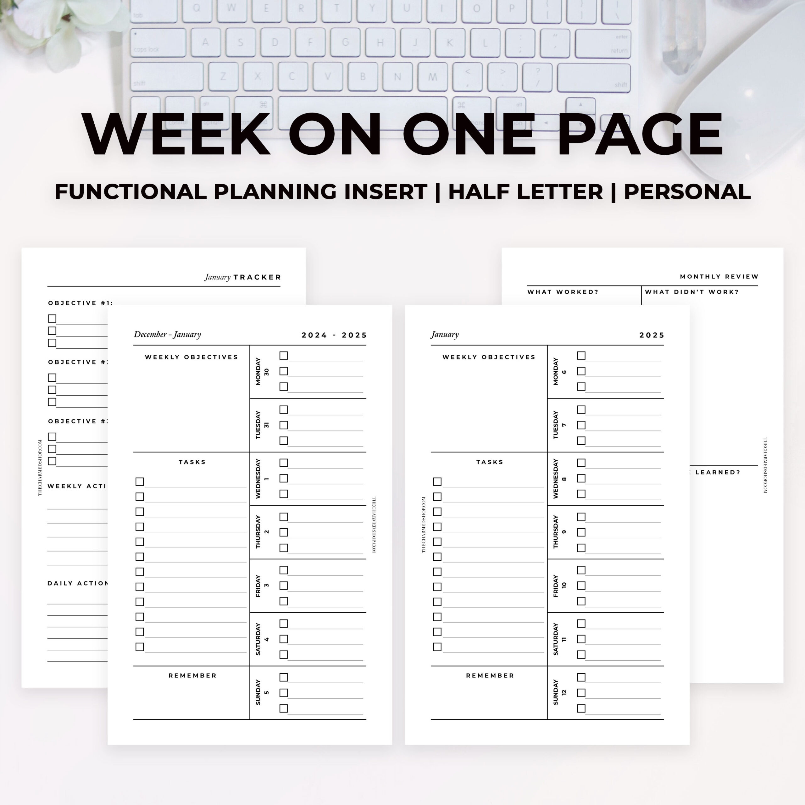 2025 Week On One Page Agenda Printable PDF The Charmed Shop