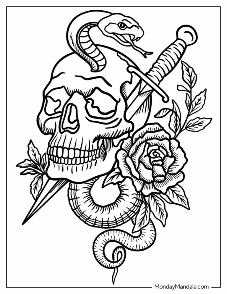 24 Tattoo Coloring Pages Free PDF Printables