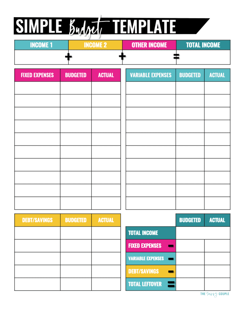 free printable monthly budget worksheet