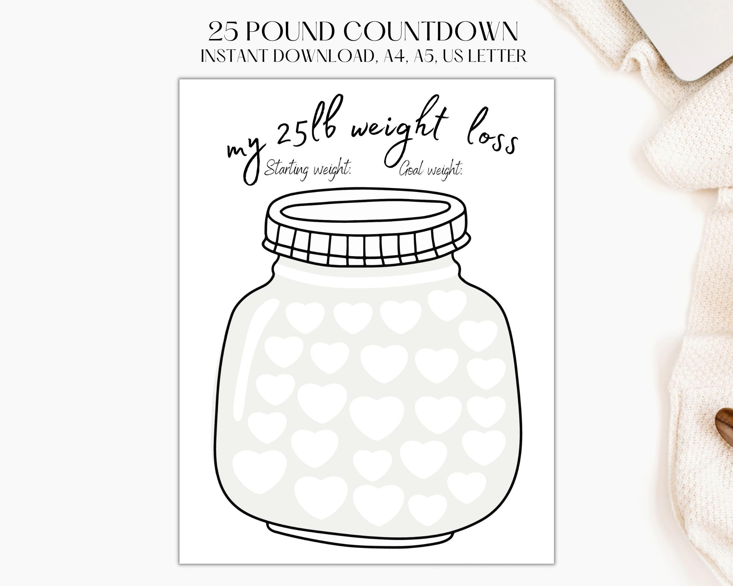 25 Lb Weight Loss Tracker Jar Printable To Help You Track Weight Loss 25 Pounds Lost 25 Lbs Lost Etsy UK