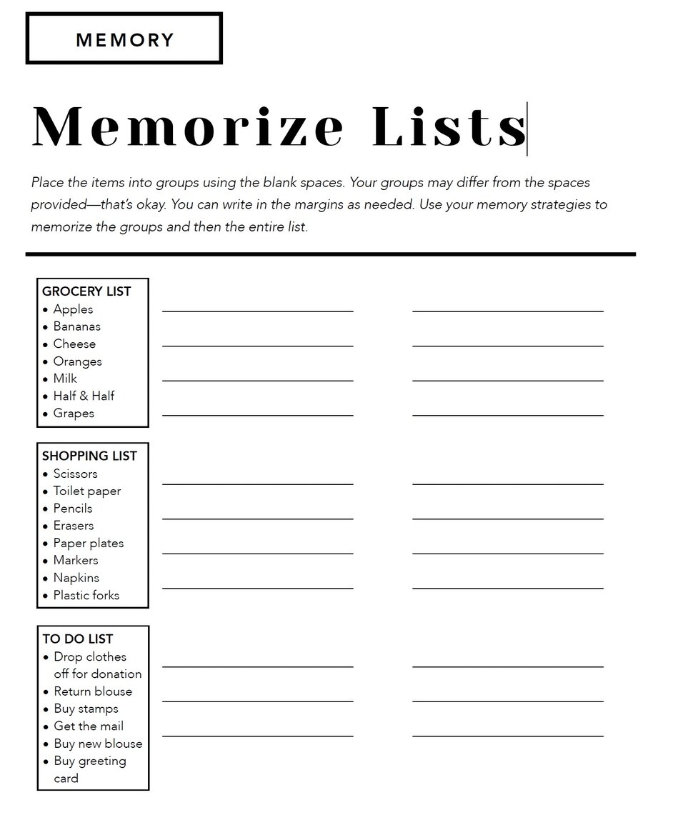 27 Functional Memory Tasks For Adults Speech Therapy Free Printable 27 Functional Memory Tasks For Adults Speech Therapy Free Printable