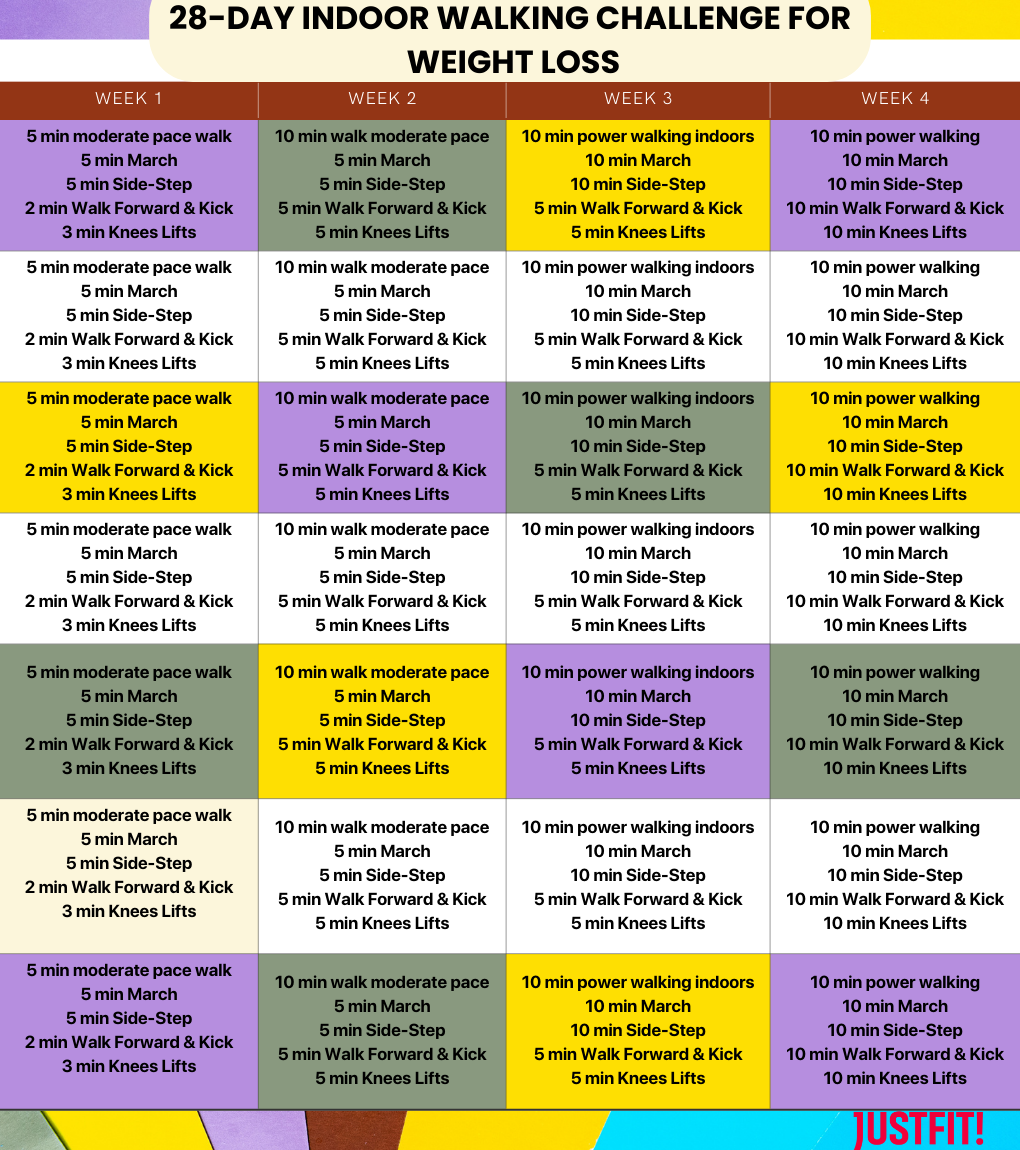 28 Day Indoor Walking Challenge For Weight Loss Free PDF 