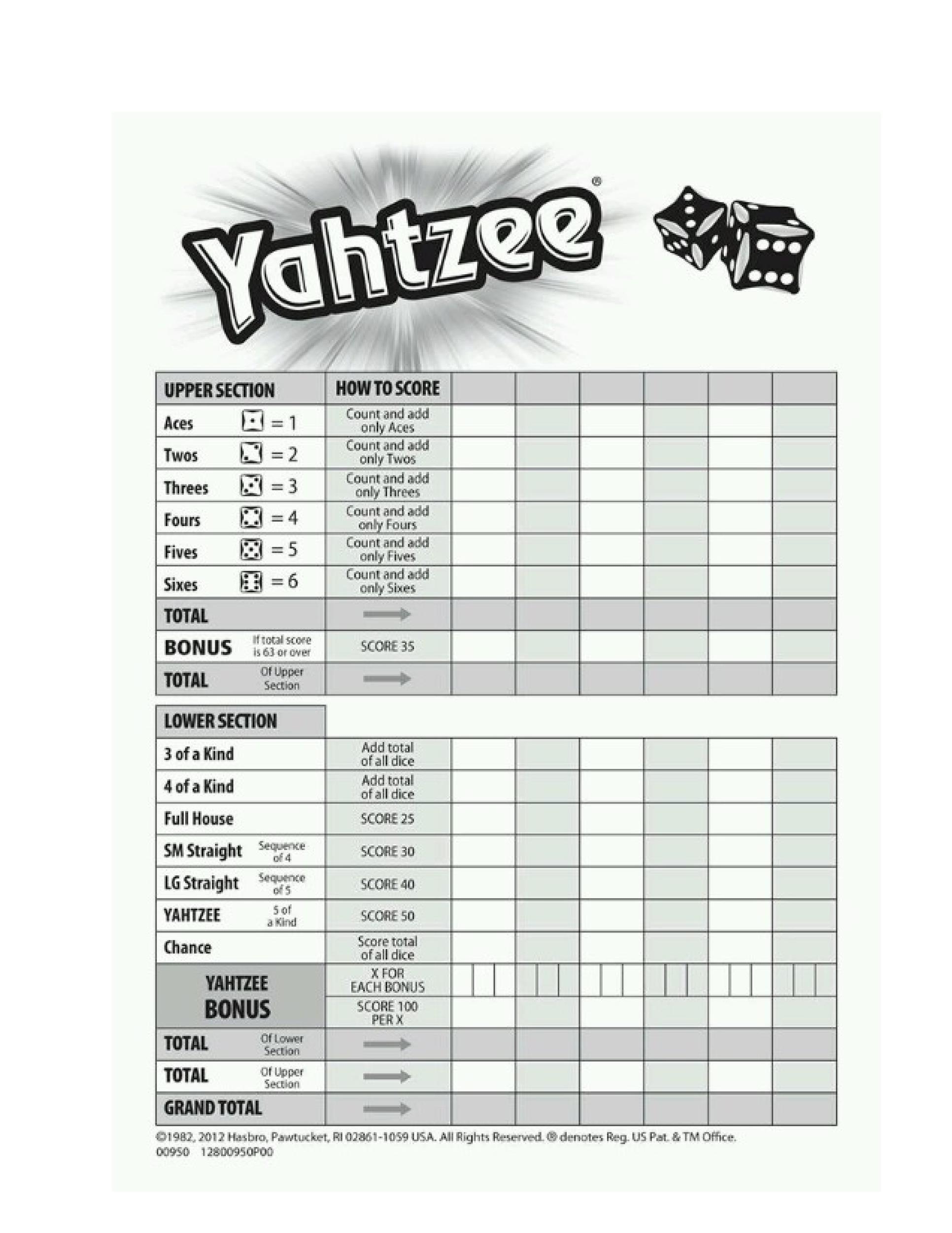 printable yahtzee score sheet