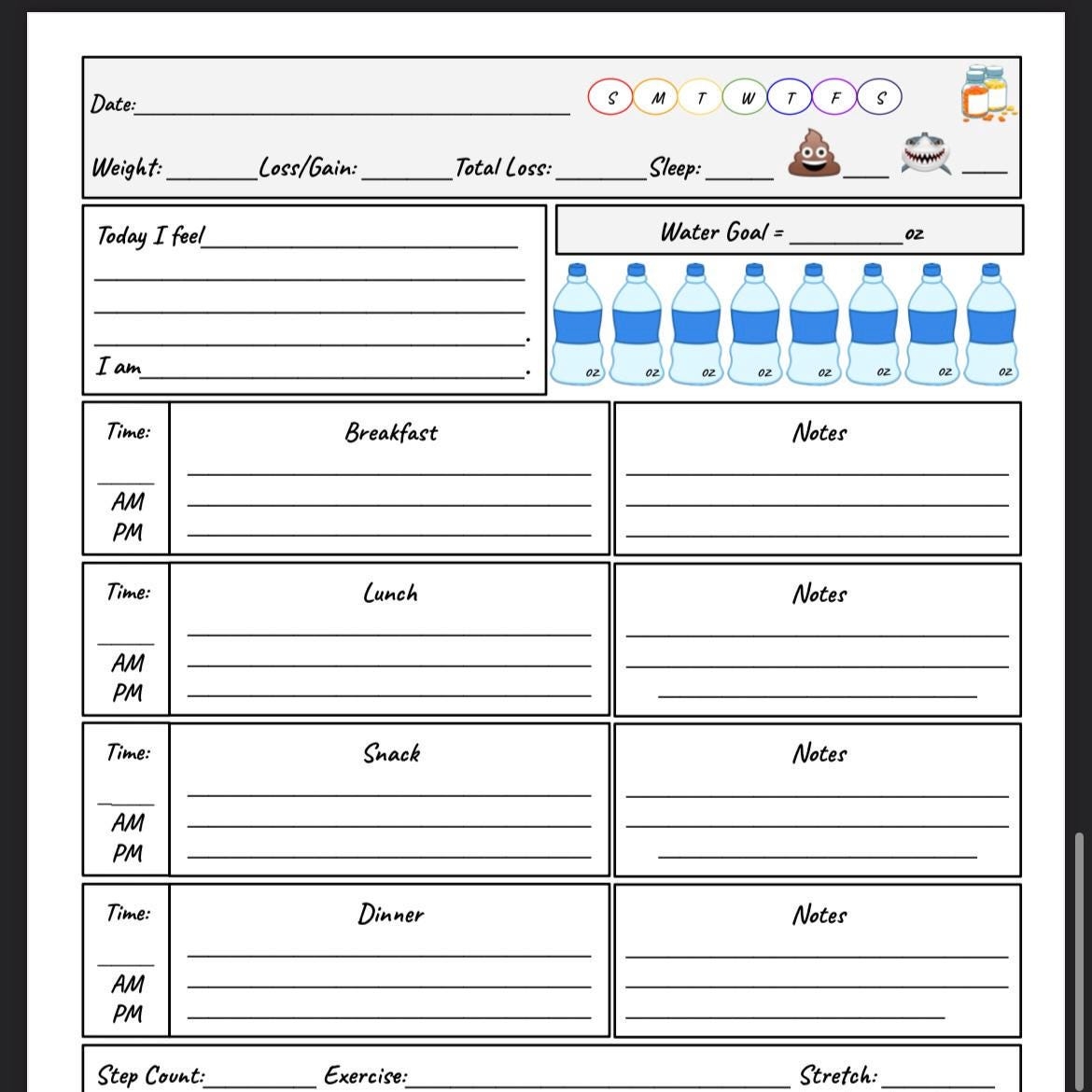 2b mindset tracker printable