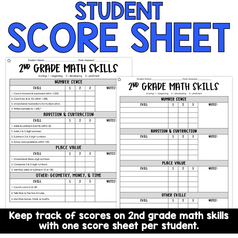 2nd Grade Math Assessment One On One Simply Creative Teaching