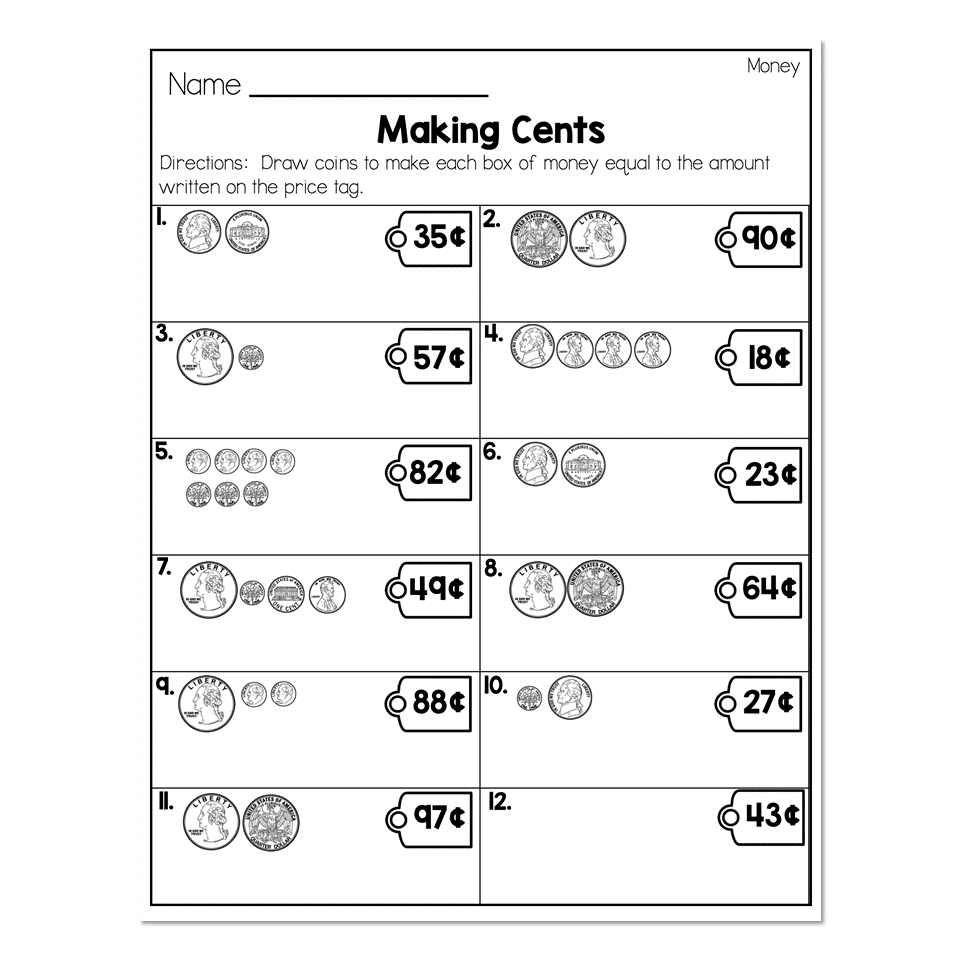 2nd Grade Math Worksheets Money Counting Coins Making Cents Worksheets Library