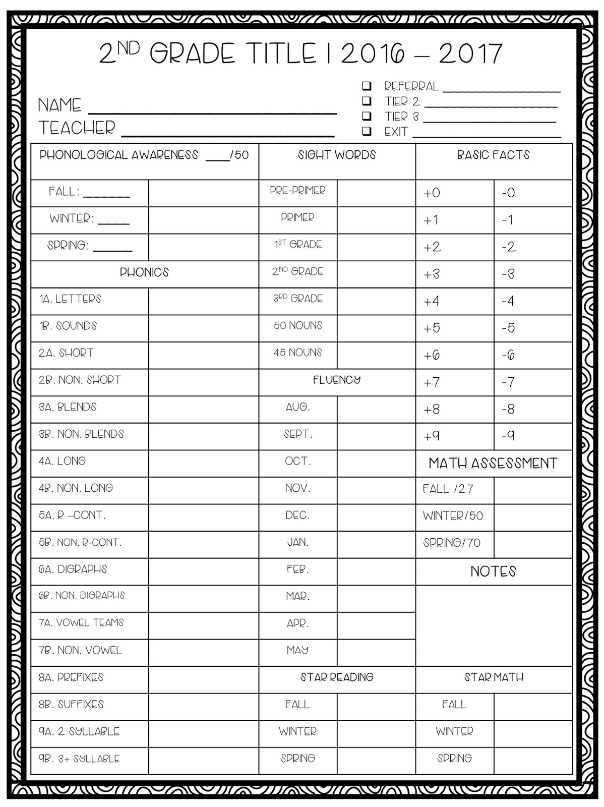 2nd grade assessment test printable