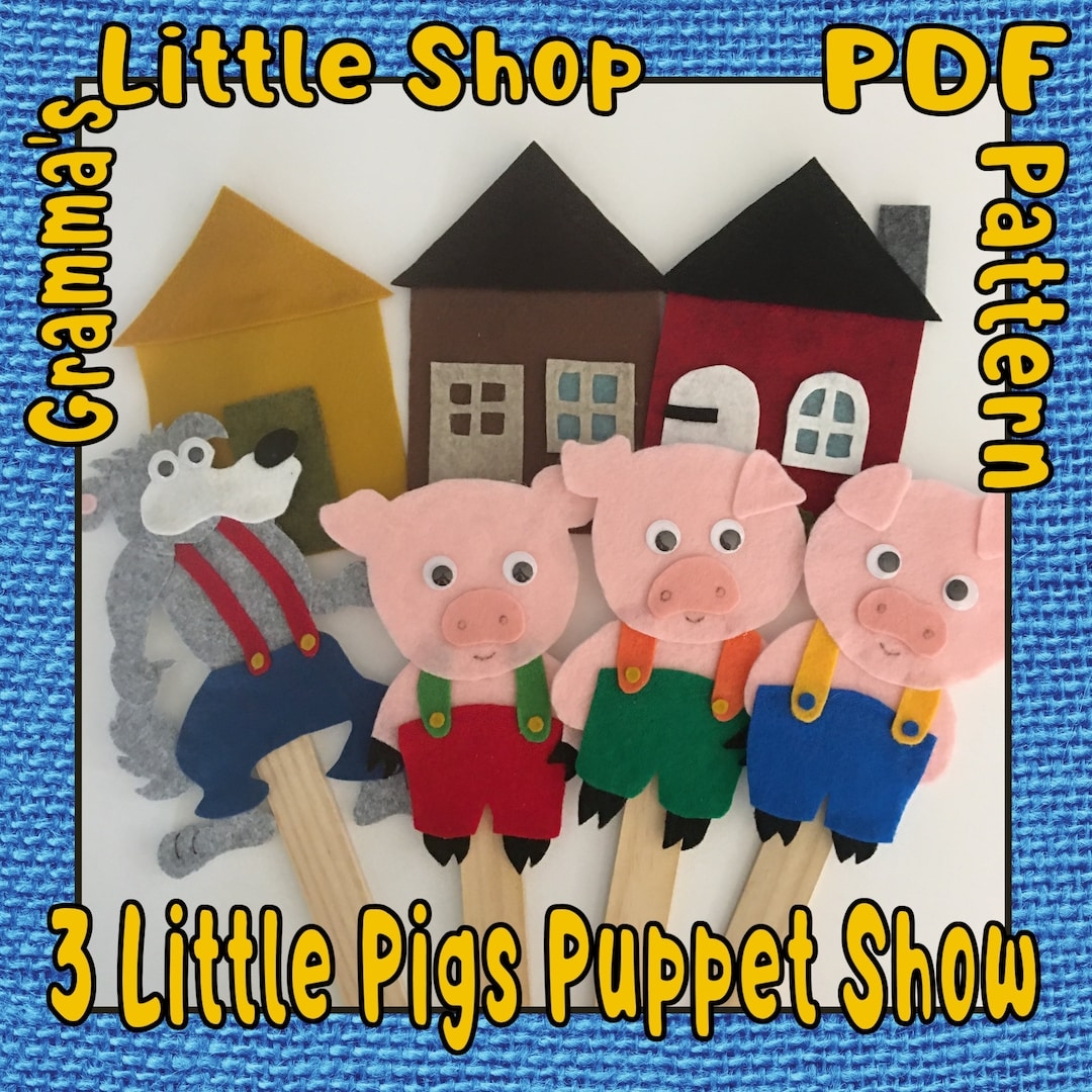 3 Little Pigs Puppets Puppet Pattern Stick Puppets DIY Downloadable Pattern Etsy