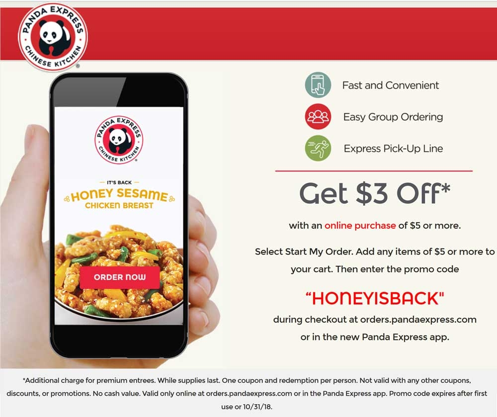  3 Off 5 Online At Panda Express Restaurants Via Promo Code HONEYISBACK Panda Express August 2025 Coupons Promo Codes U0026 Deals 