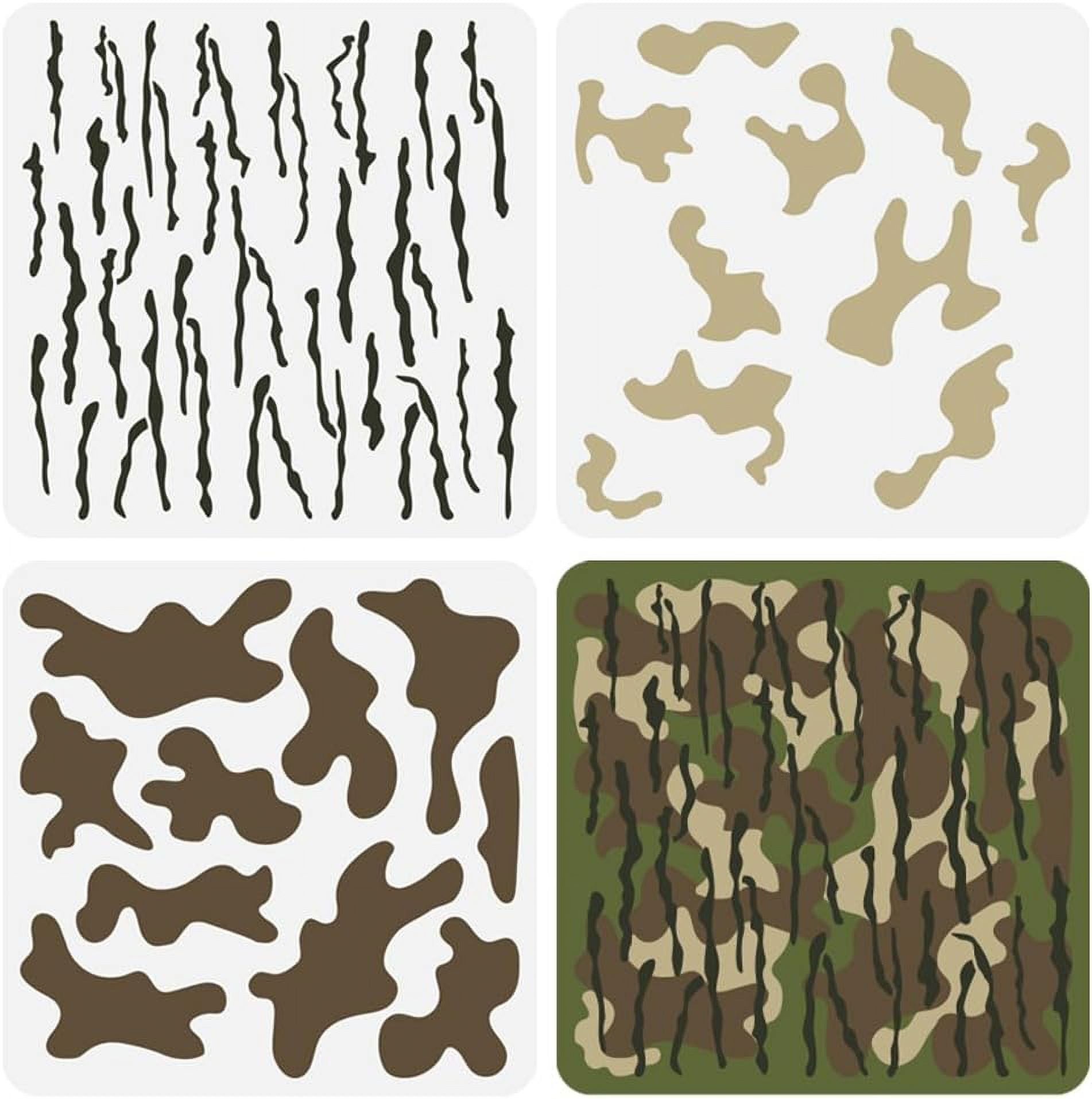 3 Pcs Layered Camo Stencils 11 8x11 8 Inch Camo Painting Stencil Plastic Camouflage Pattern Stencil Digital Camo Paint Stencils Reusable For Home Wall 