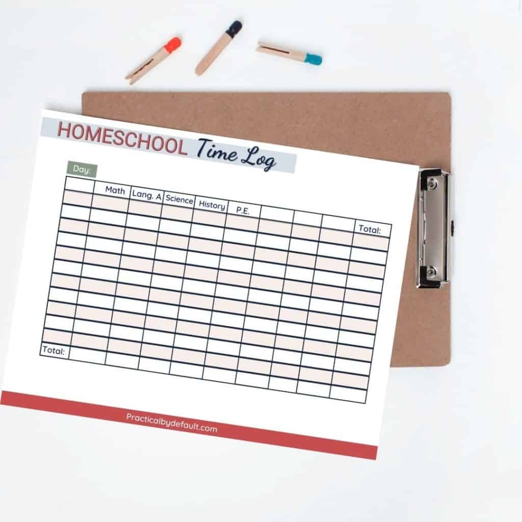 homeschool hours log printable