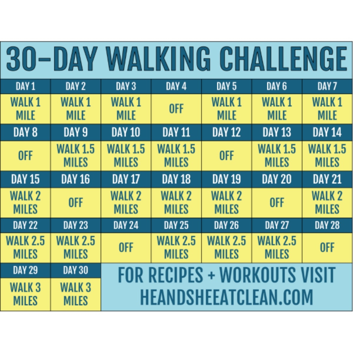 30 Day Walking Challenge With Printable Tracking Chart