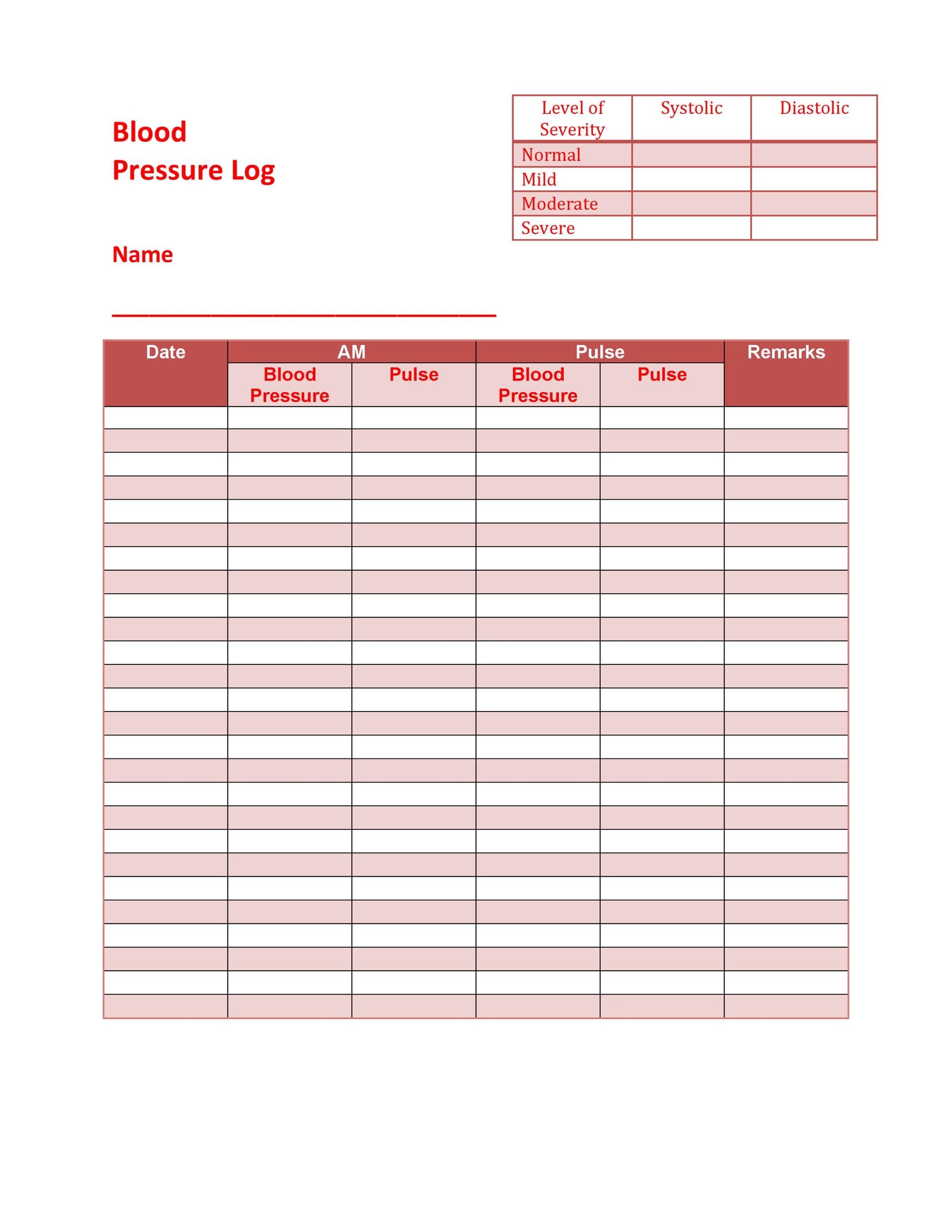 printable blood pressure log printable blood pressure log