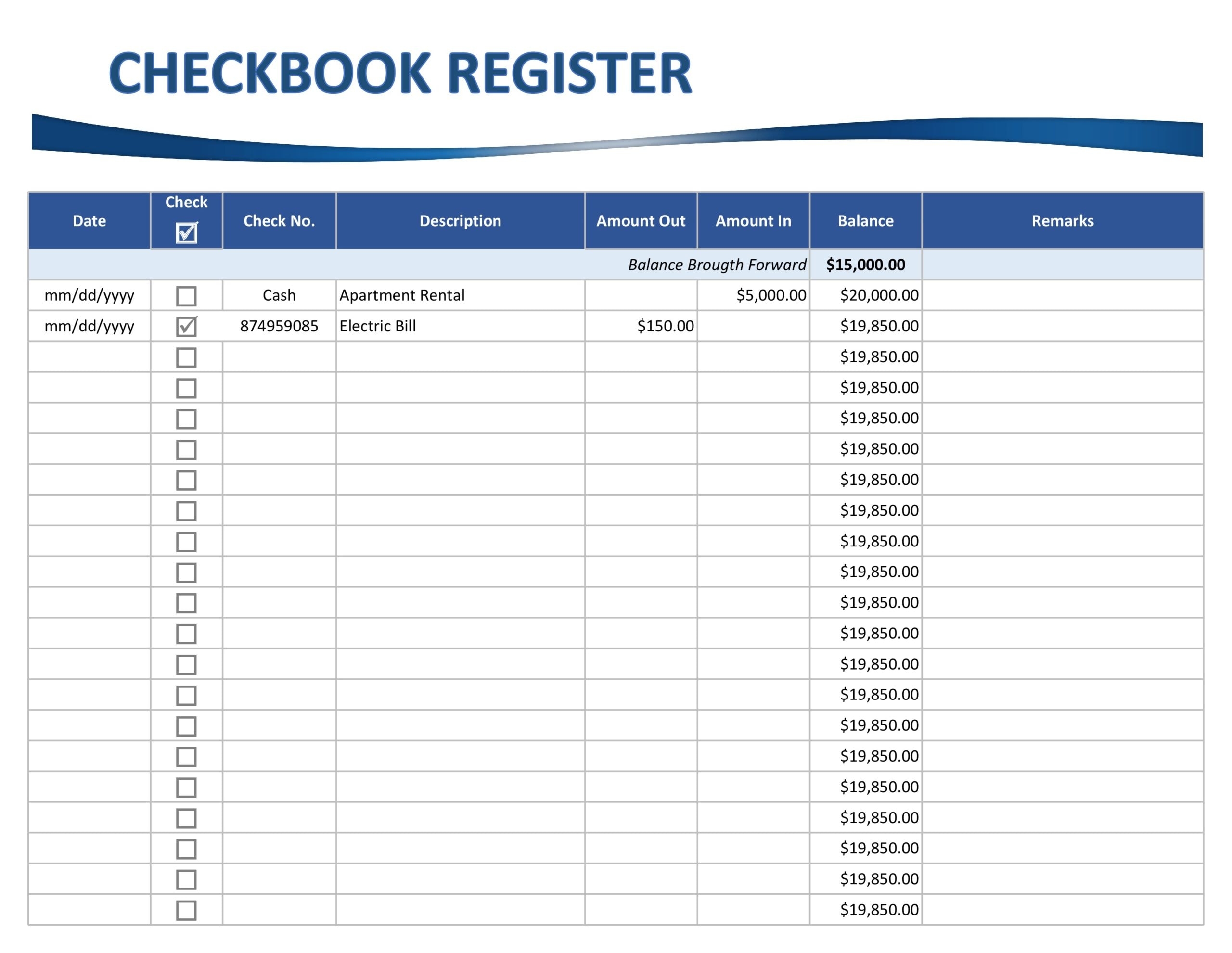 free checkbook register printable