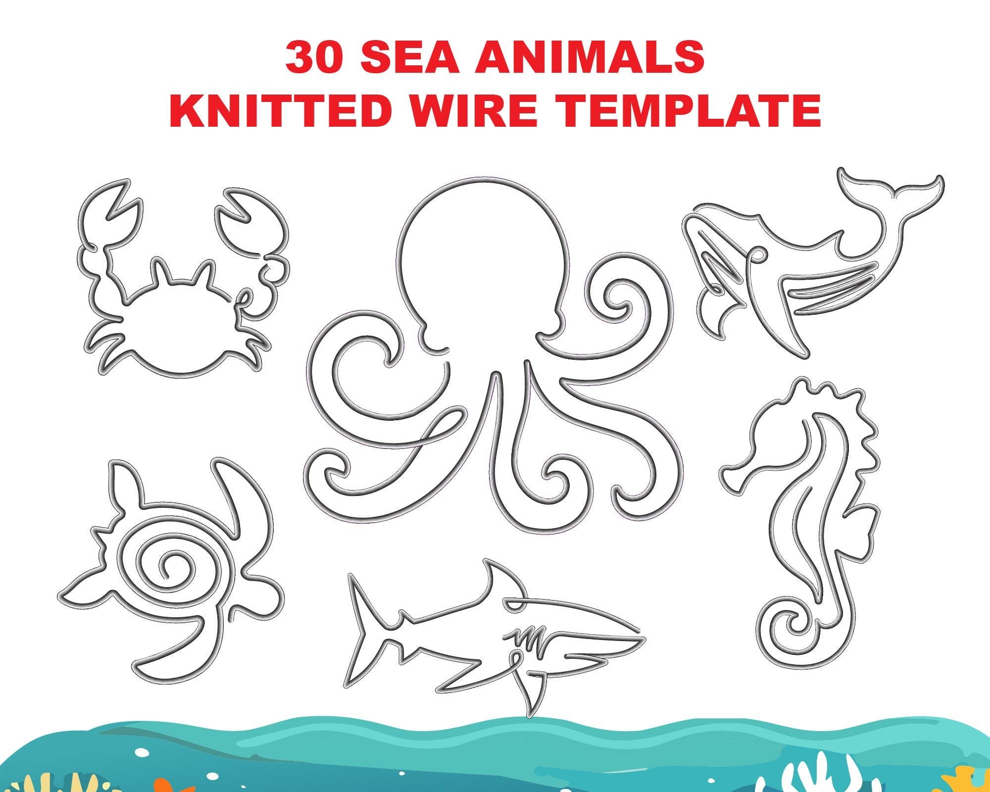 30 Sea Animals Knitted Wire Template Sea Animals Knitted Wire Art Tricotin I Cord Template Etsy