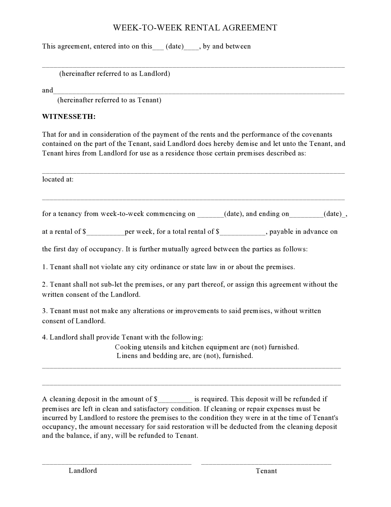 30 Simple One Page Rental Agreements Word TemplateArchive