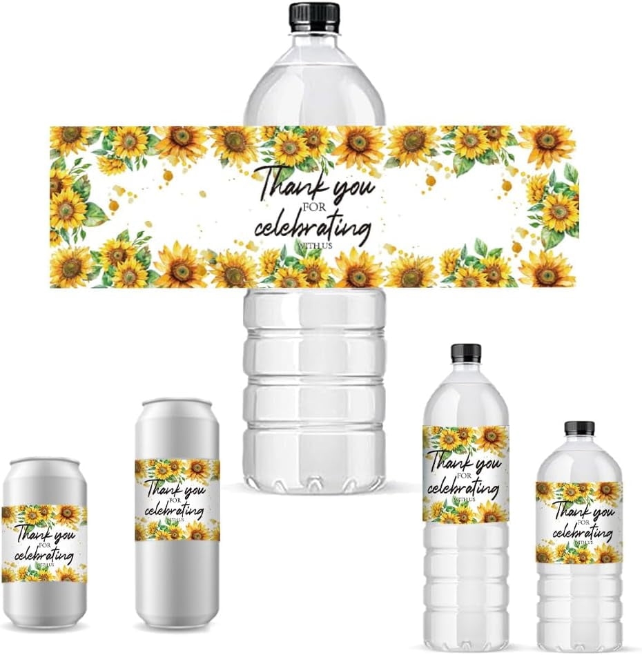 free printable sunflower labels for water bottles