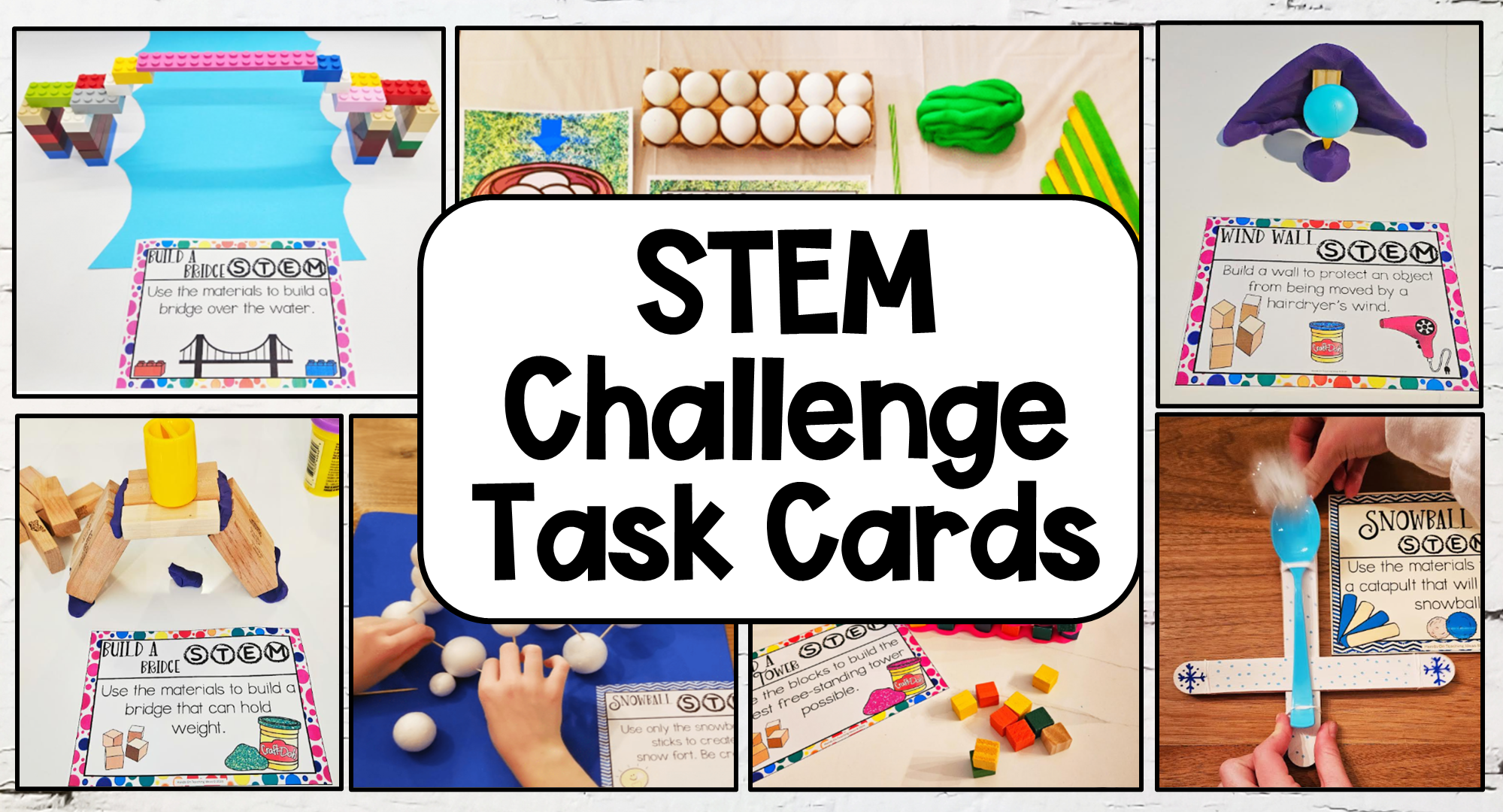 33 STEM Challenge Task Cards Free Printables 