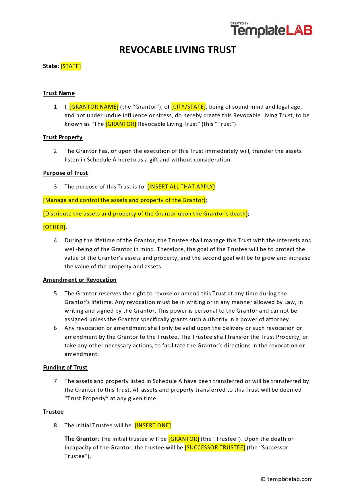 34 Free Living Trust Forms U0026 Documents TemplateLab
