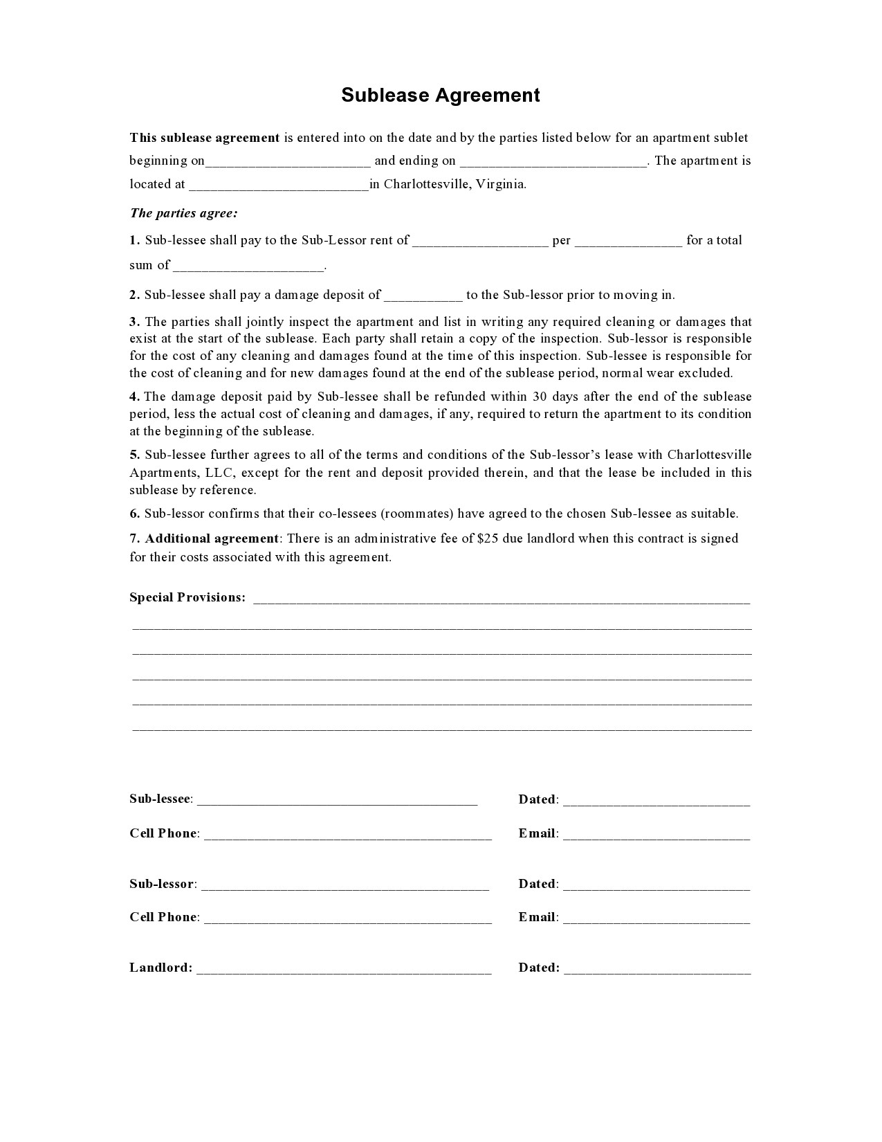 35 Free Sublease Agreement Templates U0026 Forms Word PDF 