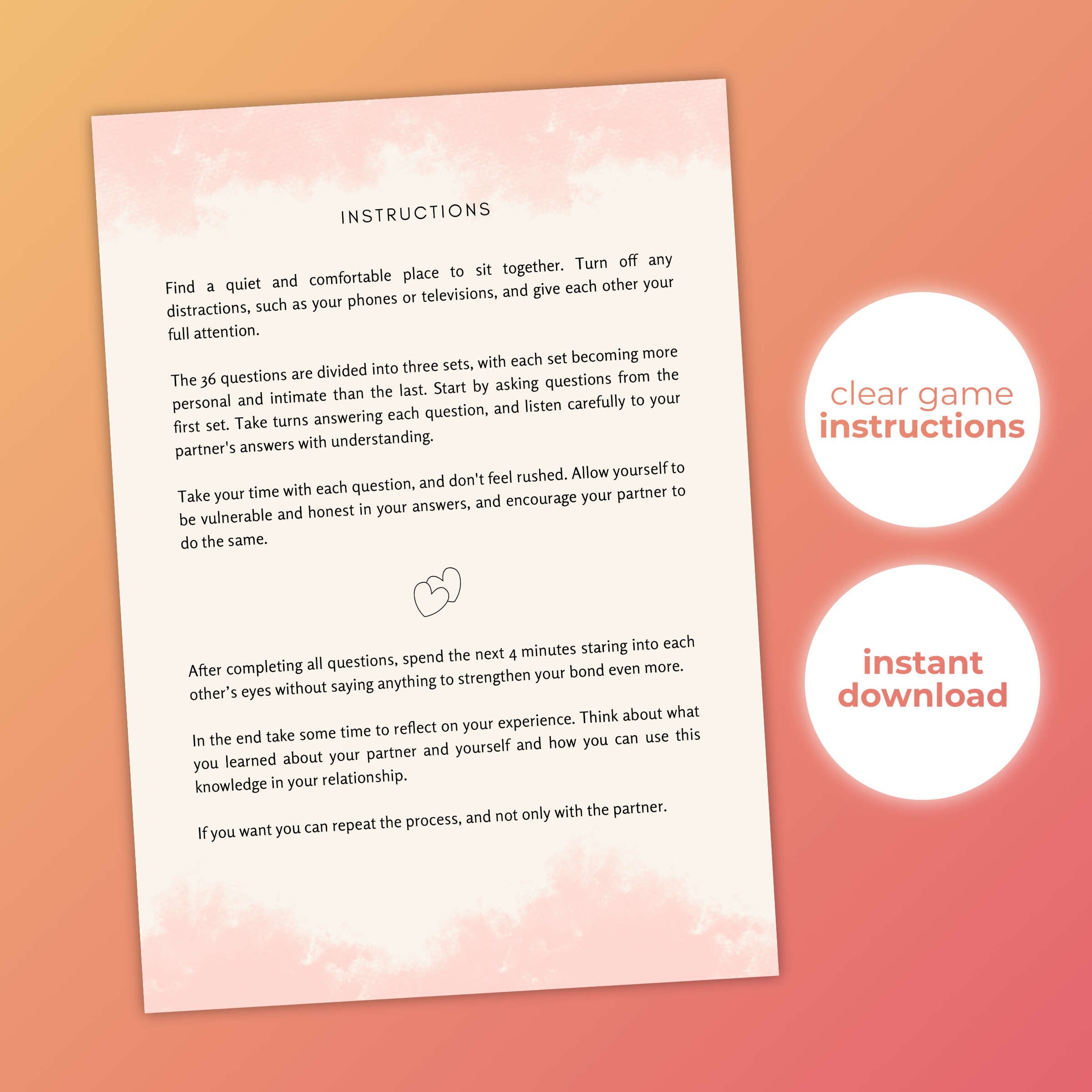 36 questions to fall in love printable