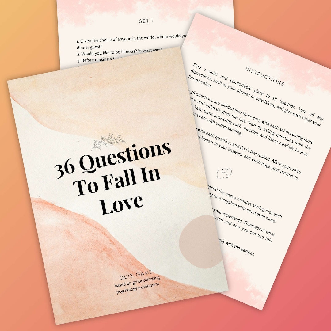 36 Questions To Fall In Love Printable Quiz Game For A Perfect 