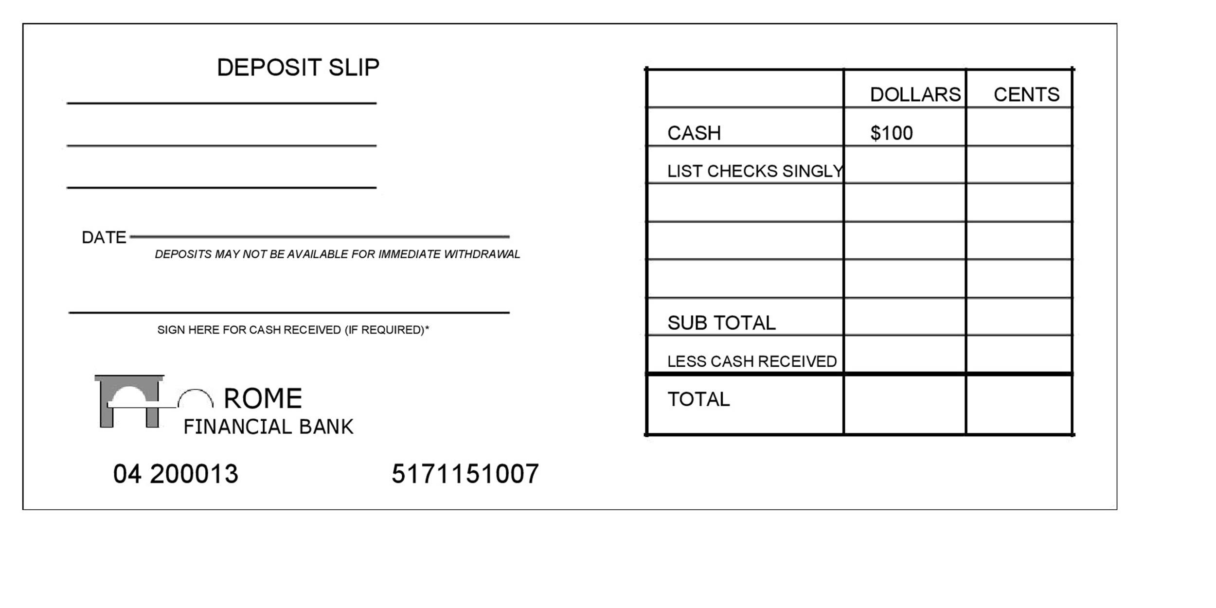 37 Bank Deposit Slip Templates U0026 Examples TemplateLab Worksheets Library