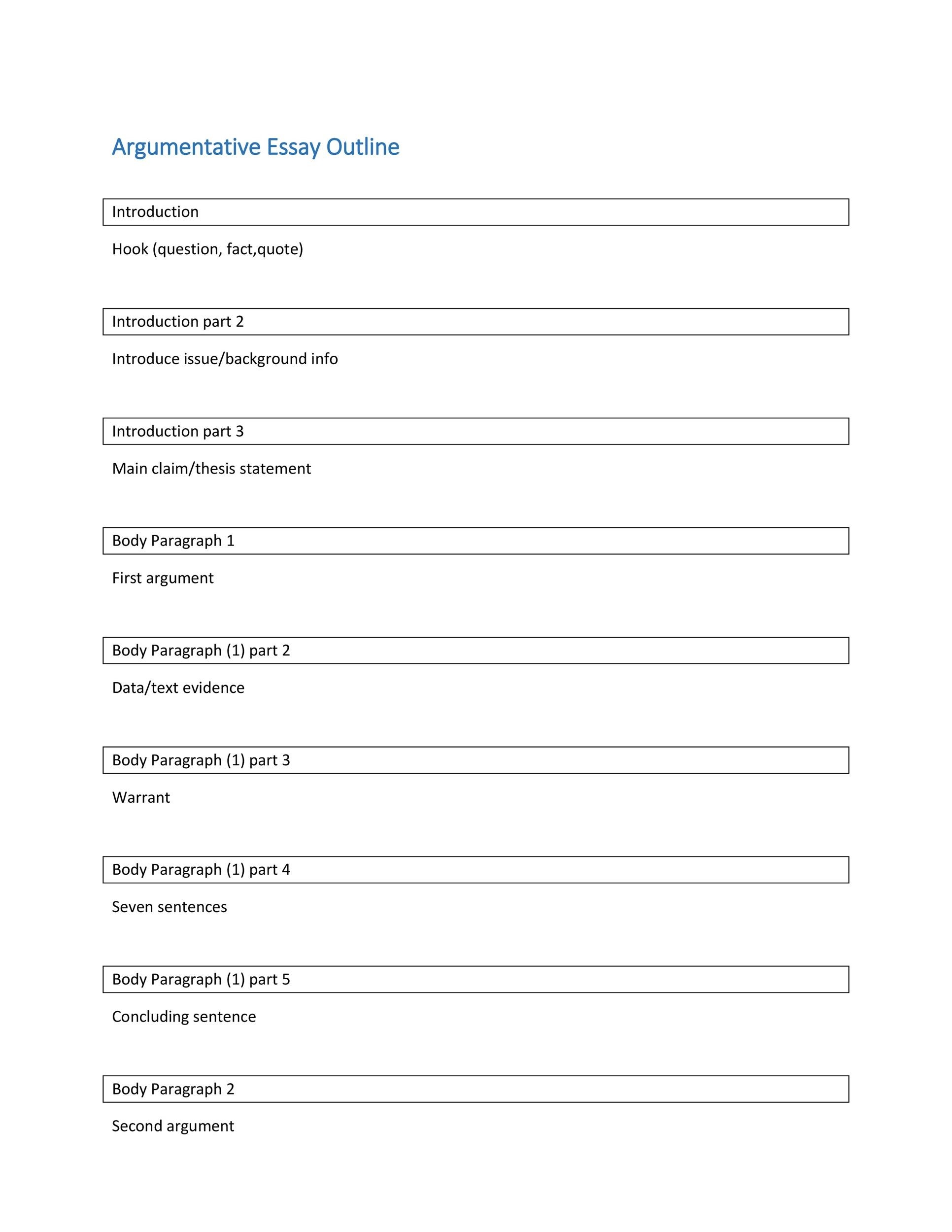 five paragraph essay outline printable