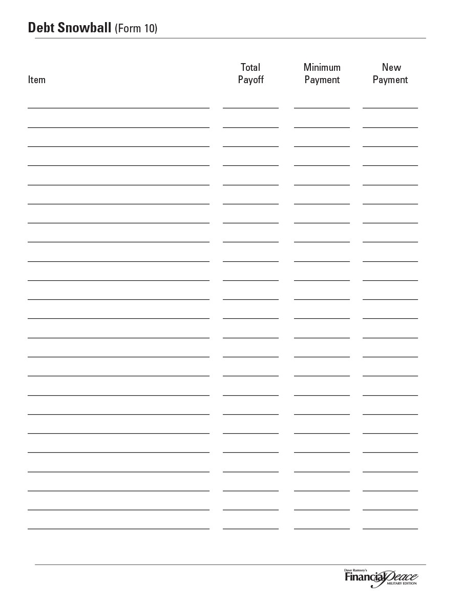 free printable debt snowball worksheet