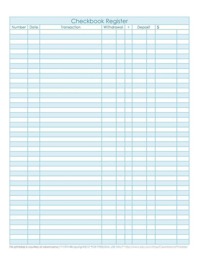 39 Checkbook Register Templates 100 Free Printable TemplateLab