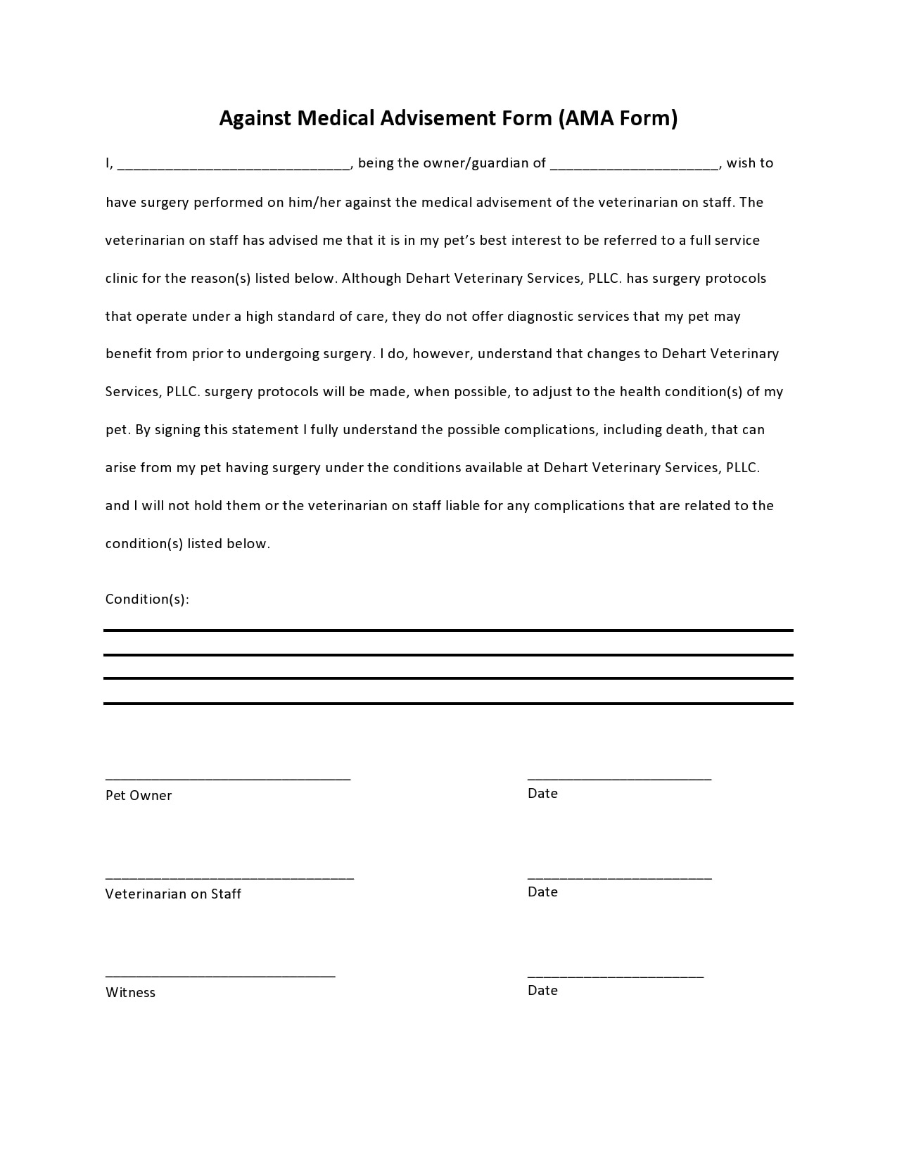 39 Printable Against Medical Advice AMA Forms 39 Printable Against Medical Advice AMA Forms