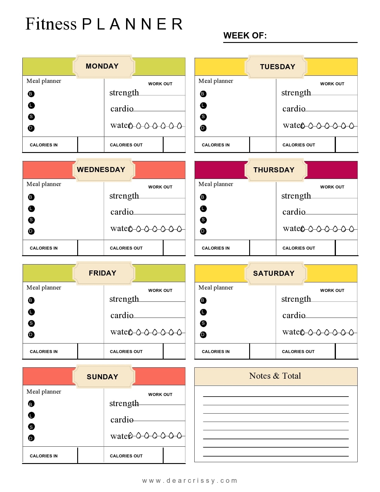 printable fitness journal pdf