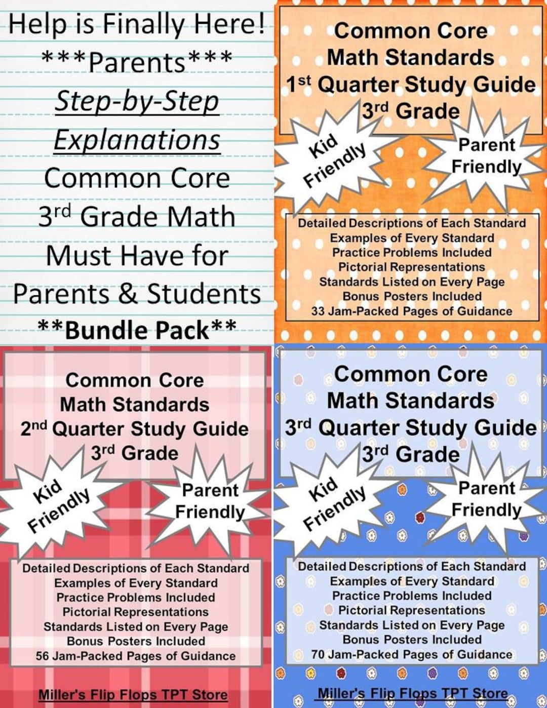 3rd Grade Common Core Math Standards Study Guide Bundle A Lifesaver For Teachers Parents And Students Etsy